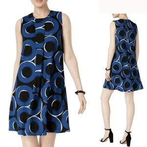 Alfani Maroon Circle Pattern Pleated A-line Dress